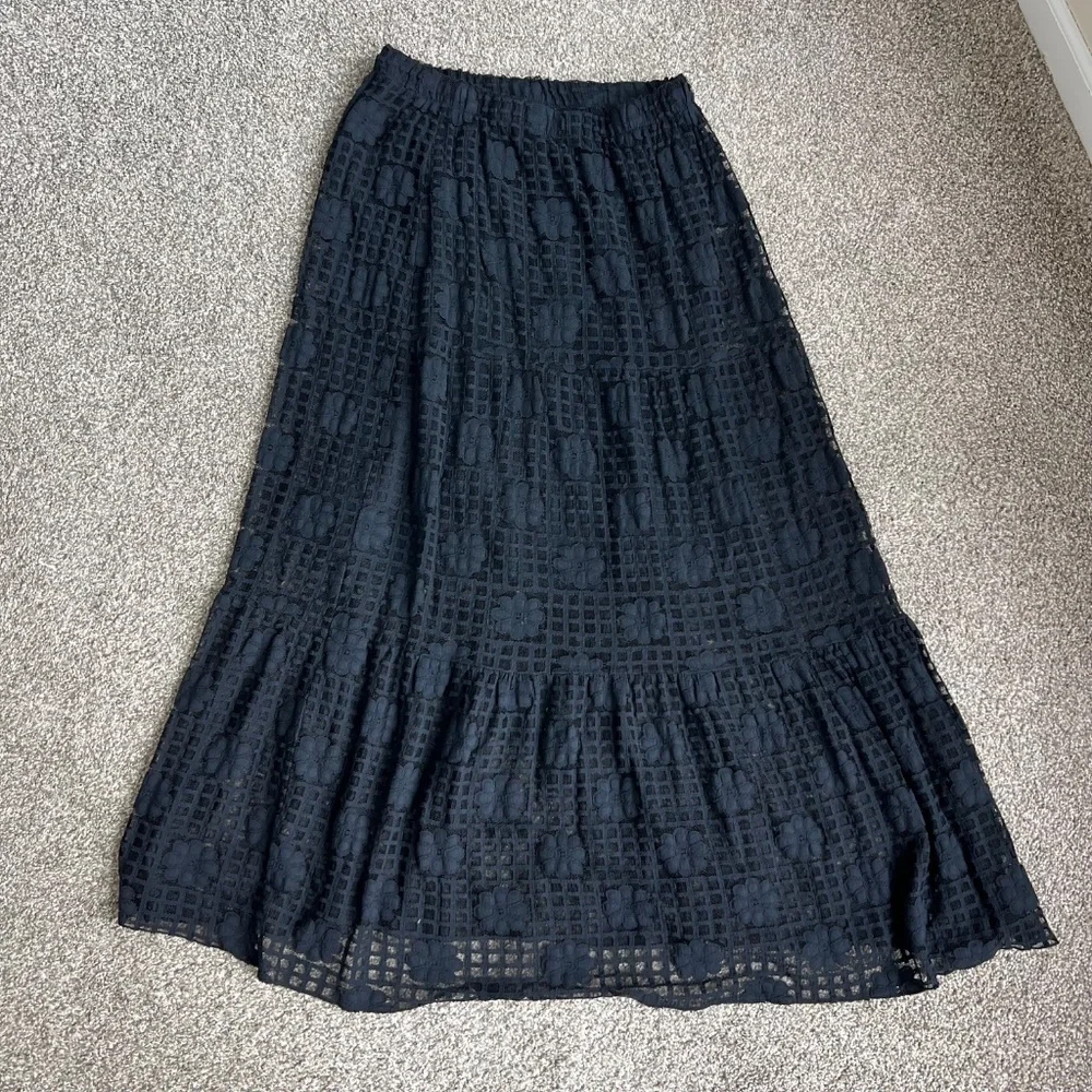 Kate & Mallory Black Floral‎ Lace Maxi Skirt, Size Medium